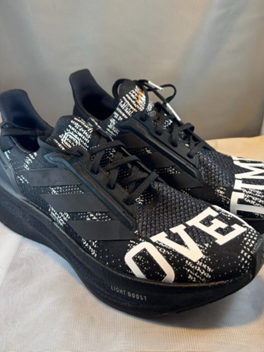 Overtime x Adidas UltraBoost 5X Black Running Shoes Men's 12 JQ0230 EUC No Box